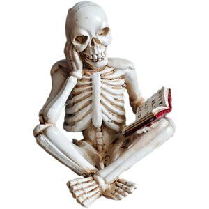 Skeletons Halloween Decorations, Reader Skull Figurines Cool Home Indoor Decor